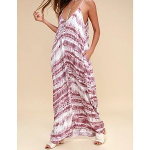 Lulu's Tie Dye Mauve Maxi Dress Small/Medium